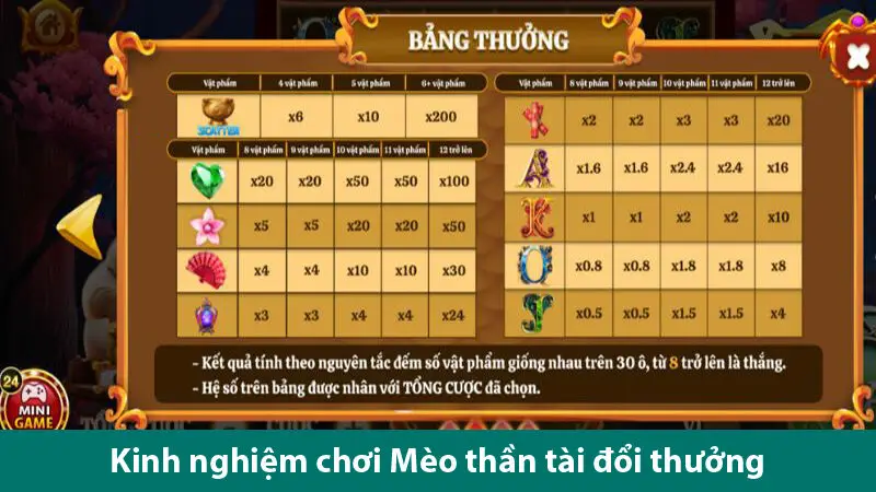 Chia sẻ kinh nghiệm chơi nổ hũ Mèo tài lộc dễ thắng, nhận thưởng khủng